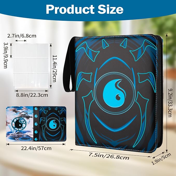 9 Pocket Card Binder for MTG/YGO/PTCG/Game Cards, Holds 900 Cards,Premium Card Collector Book for TCG Players,Toys Gifts for Kids(Blue)