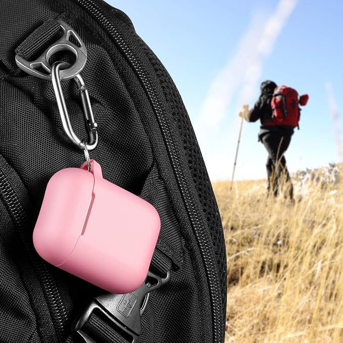 R-fun for AirPods 1/2 Case, Soft Silicone Protective Cover with Keychain and Cleaning Pen, Compatible with AirPods 2nd/1st Generation (2016/2019), Full Drop Protection Cover, Pink