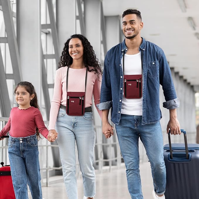 Travel Pouch Neck Wallet Family Passport Holder Organizer Case with RFID Blocking | Family Passport Holder