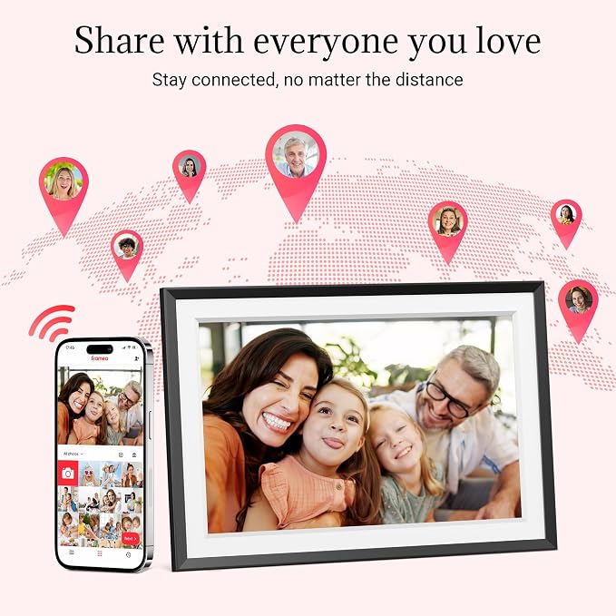 Frameo Digital Picture Frame – 10.1 Inch Smart Wi-Fi Photo Frame with Easy App Connection, Gift for Women, Mom, Grandma, Wife, Girlfriend, Wedding Share Memories Instantly via Free App
