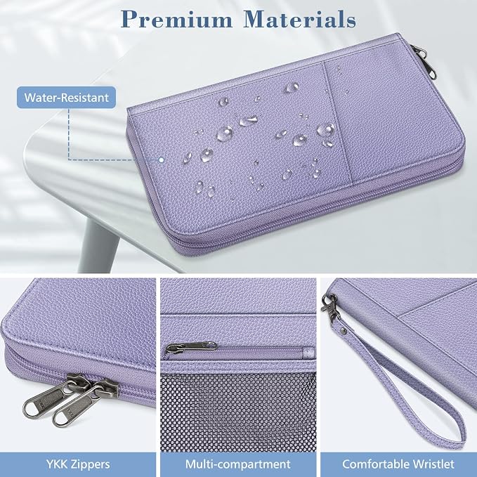 FINTIE Family Passport Holder Wallet Travel Document Organizer Clutch Bag | RFID Blocking Credit Cards Case Cover for Women Men