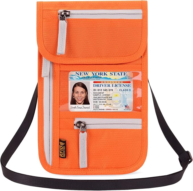 Neck Wallet Lightweight RFID Blocking Waterproof Travel Pouch Passport Wallets for Women Men