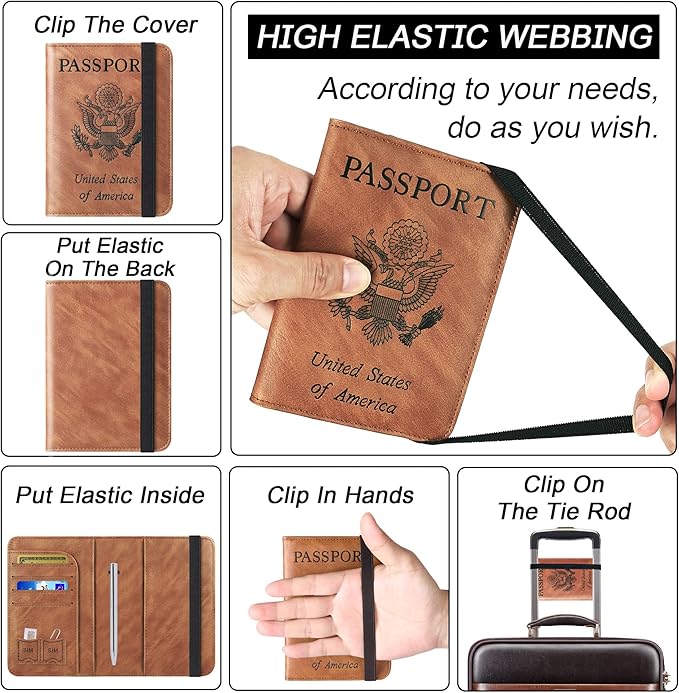 LOHASLIFE Passport Holder for Travel Essentials, Passport Cover Wallet | Leather Rfid Blocking Card Case, Travel Accessories, Vacation Luggage Must Haves, for Men Women