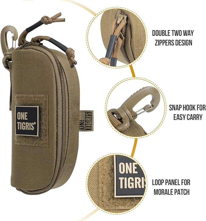 ONETIGRIS Tactical Hard Shell Eyeglasses Case Molle Zipper Sunglasses Pouch Shockproof Crush Resistant for Outdoor Activities