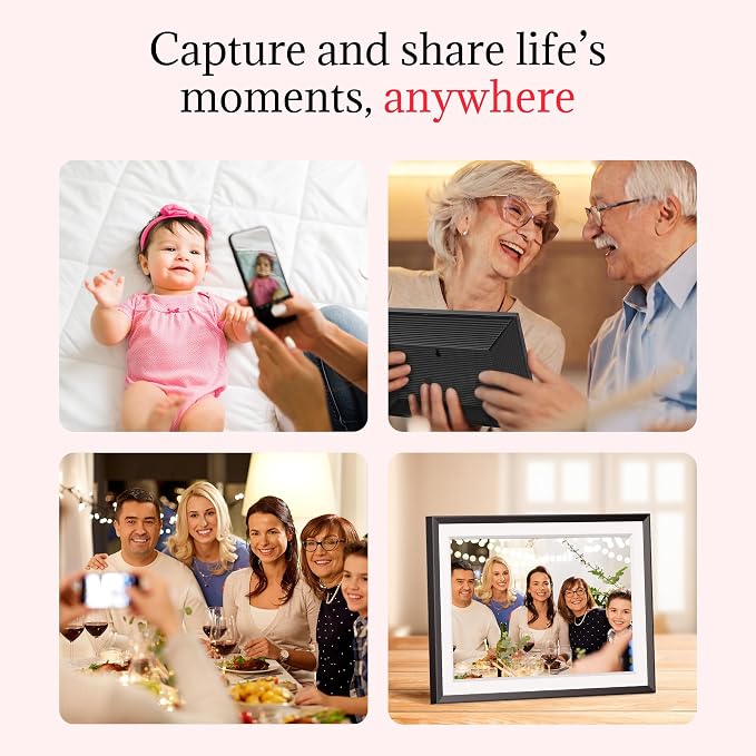 Frameo Digital Picture Frame – 10.1 Inch Smart Wi-Fi Photo Frame with Easy App Connection, Gift for Women, Mom, Grandma, Wife, Girlfriend, Wedding Share Memories Instantly via Free App