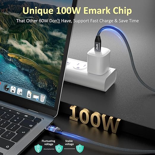 QCEs USB C Monitor Cable 3.3FT 8K30Hz 4K30Hz for Portable Monitor, USB C 3.2 Gen 2x2 Video Cable 20Gbps Data Transfer, 100W PD Charging Compatible for iPhone 17 MacBook iPad Carplay SSD KYY MNN