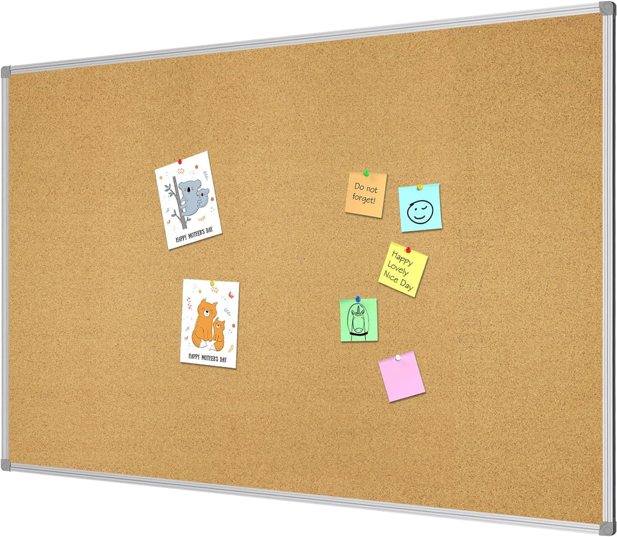 Lockways Large Cork Board Bulletin Board, Bulletin CorkBoard 72 x 36 Inch, Notice Message Pin Board,F Silver Aluminium Frame