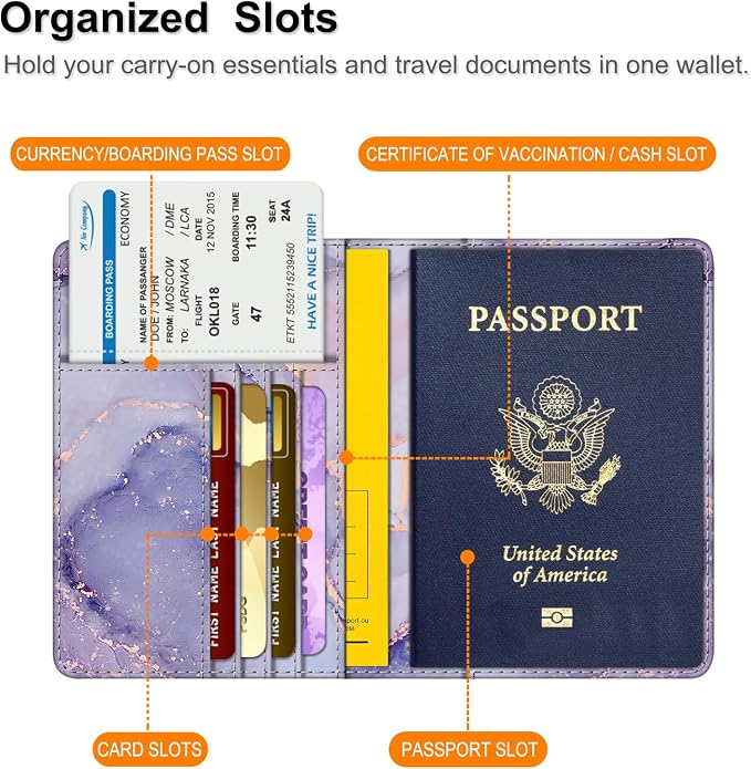 FINTIE Passport Holder, Slim Travel Wallet RFID Blocking Card Case Cover | Passport Cover Protector Essentials with Credit Card Slots, For Women/Men
