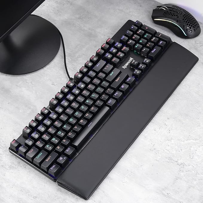 Redragon P037 Meteor L Computer Keyboard Wrist Rest Pad, Ergonomic Soft Memory Foam Wrist Support w/Anti-Slip Rubber Base, 100% 104 Keys Standard Size 17.12 x 2.87 in, 0.78 inch (20mm) Height, Black