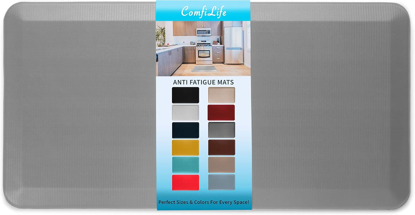 ComfiLife Anti Fatigue Floor Mat – 3/4 Inch Thick Kitchen Mats for Floor, Standing Desk Mat, Kitchen Rug – Comfort at Home, Office – Durable – Stain Resistant – Non-Slip Bottom (20" x 39", Gray)