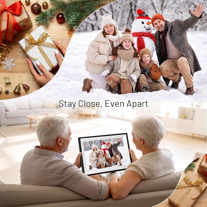 AEEZO Digital Picture Frame, 10.1 Inch Digital Photo Frame with 1280 * 800 HD IPS Touch Screen, Smart Digital Frame Built-in 32GB Memory, Auto-Rotate Easy Setup via AiMOR APP(Black)