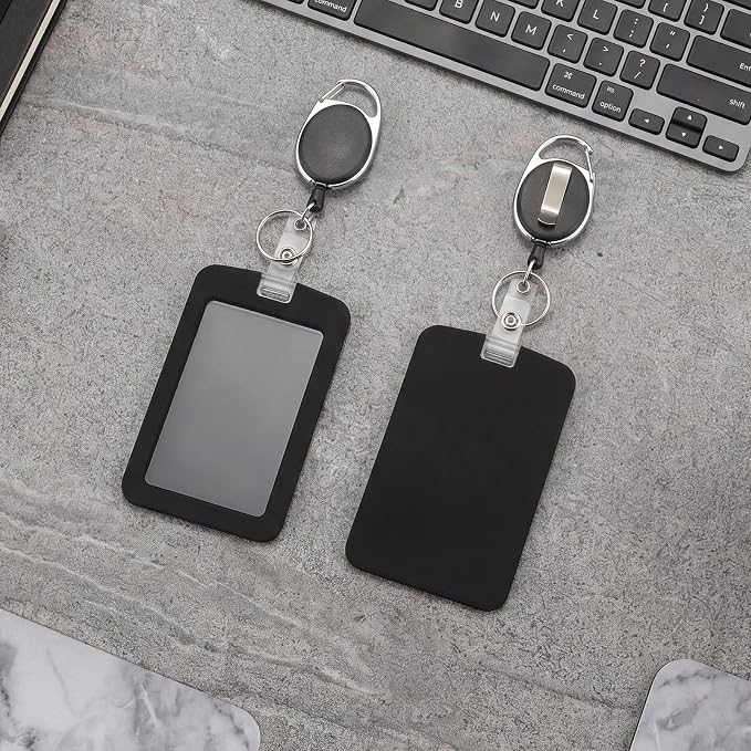 2 Pack Badge Holder Retractable Clip Heavy Duty Reels with Silicone ID Badge Holder for Women Nurse Teacher Student