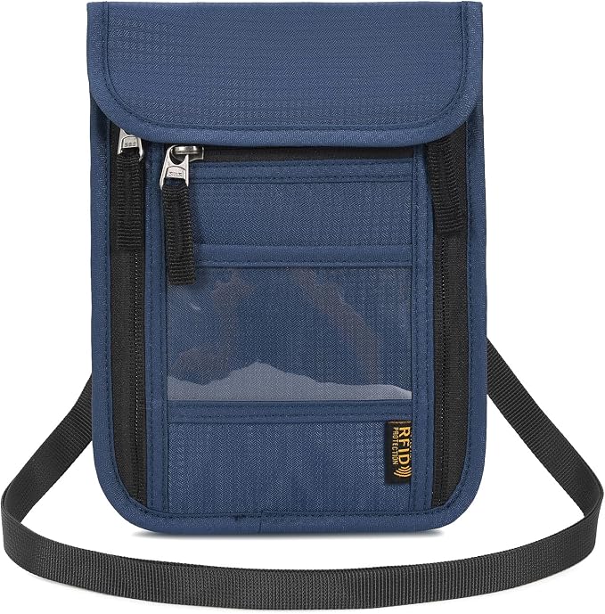 Neck Wallet Lightweight RFID Blocking Waterproof Travel Pouch Passport Wallets for Women Men
