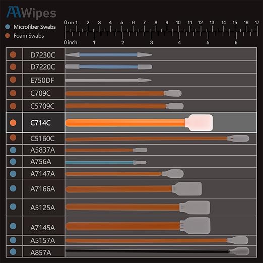 AAwipes Foam Cleaning Swabs (400 pcs, 5.25") - Lint Free Foam Tip Swab Cleanroom Sponge Stick Detailing Lab Swabs for Camera, Inkjet Printer, Optical Lens, Optical Equipment (C714C)