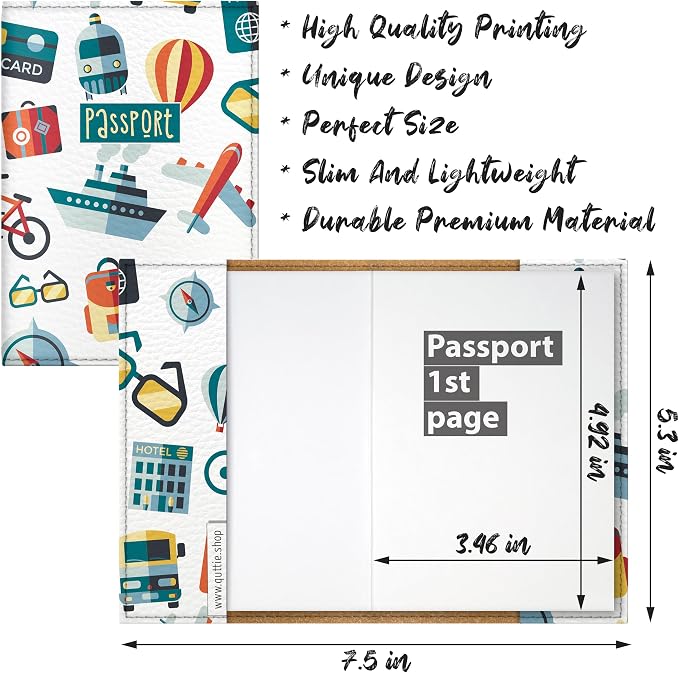 Passport Cover for Kids, Women and Men, Cute Travel Passport Holder (Tourist Pattern)
