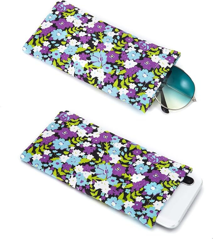 TRIUMPH VISION Eyeglass Case Glasses Case Soft Sunglass Pouch Sleeve 3 Pack | Slim Lightweight Alternative to Bulky Case, Leather Lined Protect Lens, Squeeze Easy to Use, Stylish Portable for Daily Use