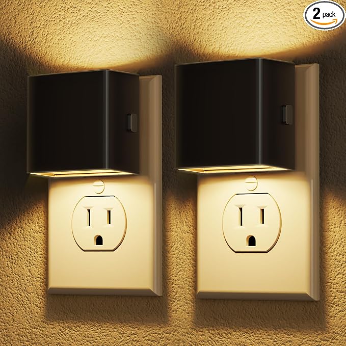 DORESshop LED Night Lights Plug into Wall [2 Pack], Plug in Night Light, 3 Level Brightness Adjustable Night Light, Dusk to Dawn Sensor, Nightlights for Adults, Bedroom, Bathroom, Hallway, 3000K