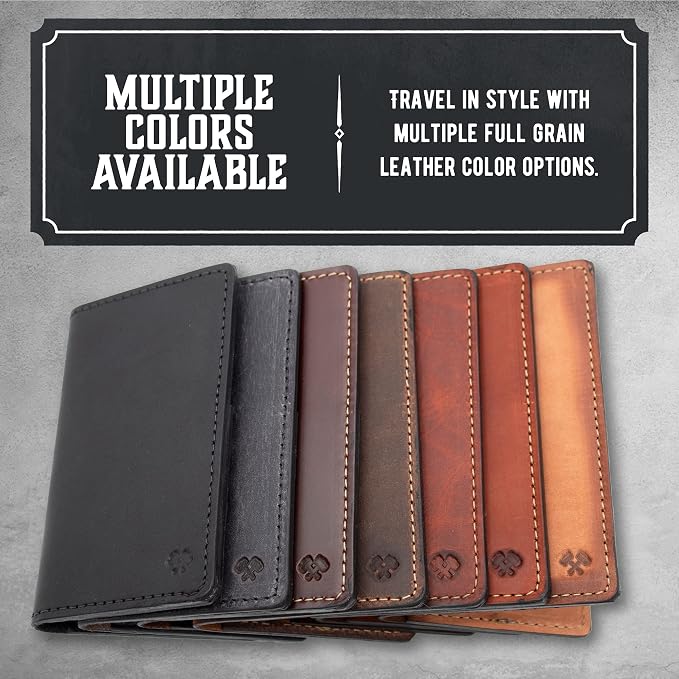 Leather Passport Holder for Men | Made in USA | 3.5" x 5.5" Field Notes Cover | Charred Oak