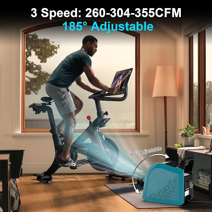 High Velocity Floor Drying Fan for Cooling, 355 CFM Air Mover Blower Fan for Job Site and Home, 3 Speeds Portable Industrial Fans for Garage, Shop, Patios, Attic, Blue