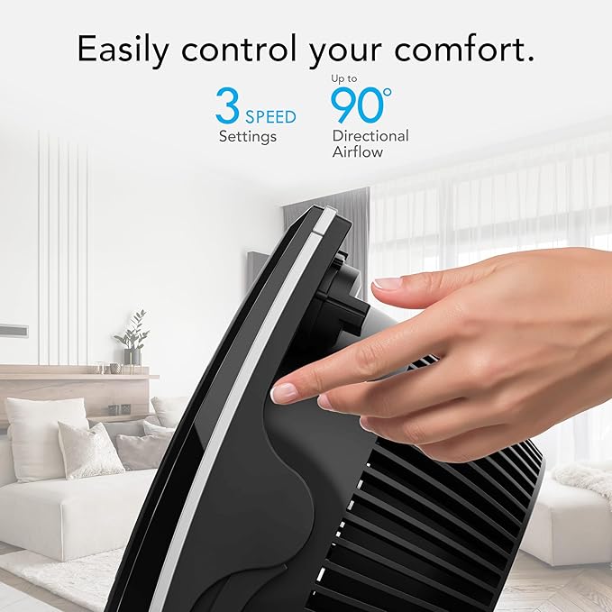 Vornado 673T Whole Room Air Circulator Fan, 3 Speed Settings, 90 Degree Pivoting Head, Deep Pitched Blades, Vortex Action Technology, Black Electric Fan for Bedroom, Office, Home