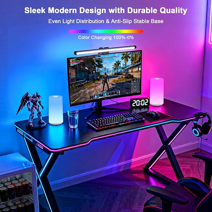 Touch Bedside Table Lamp, [RGB Mode] 3 Way Dimmable Warm White Lights for Bedroom, Multi-Color Smart Nightstand Lamp Desktop LED Lamp for Living Room Home Gifts