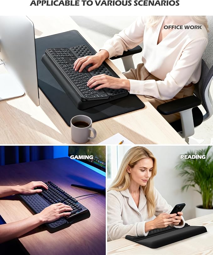 Wrist Rest for Computer Keyboard, Keyboard pad with Wrist Support | Wrist Rest for Computer Keyboard with Two Adjustable Keyboard Angles, Slow Rebound Comfortable Foam and Skin-Friendly Fabric