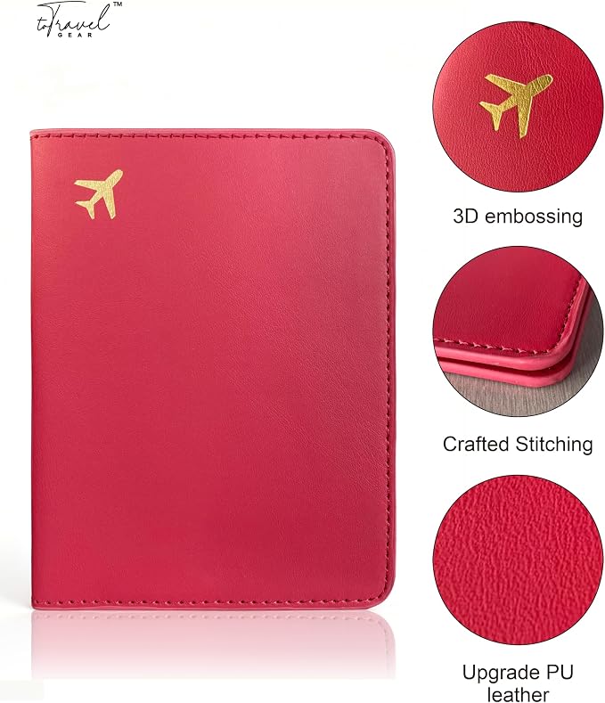Passport Holder for Travel Essentials,RFID Blocking Passport Cover Case for Travel Accessories,Travel Wallet for Women Men (Wine Red)