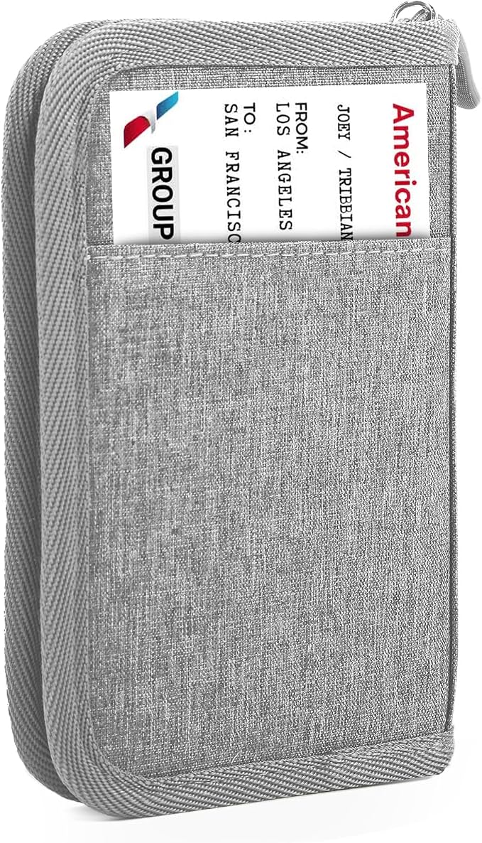 Single Passport Holder for Travel, RFID Travel Document Organizer for Women Waterproof Passport Wallet Men Portable Case for Cards, Boarding Pass, ID, Money, Tickets with Zipper