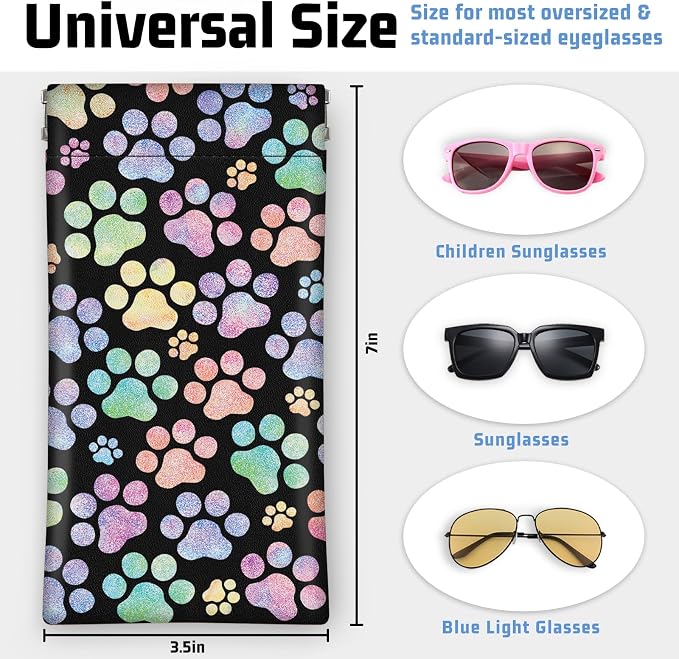 Soft Sunglasses Eyeglass Glasses Case,7x3.5inch Portable PU Leather Squeeze Top Holder Bag Pouch for Women Men