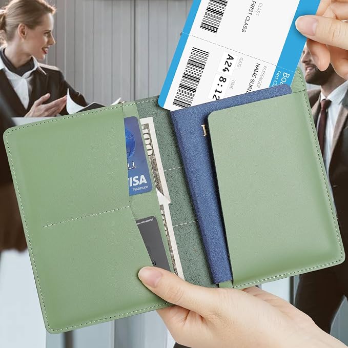 Full Grain Leather Passport Holder Cover for Men and Women Travel, Passport Wallet with AirTag Slot, Travel Must Haves Essentials Genuine Leather Passport Covers Gifts