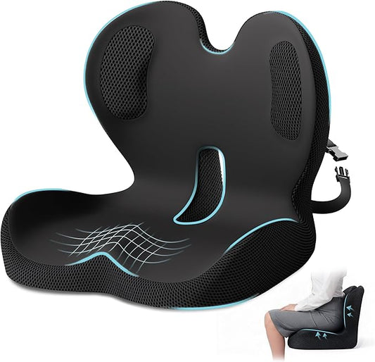 Seat Cushion,Office Chair Cushion with Lumbar Support Pillow,Ergonomic Design for Long Sitting,Sciatica,Back Pressure Relief,Back Support Cushions for Car,Truck,Office Chair
