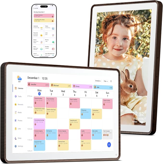 Dragon Touch 10.1 inch Digital Calendar Chore Chart – Digital Picture Frame, Smart Family Planner, Hearth Display Desk Digital Calendar Best Gift for Women, Mom,Christmas, Wedding
