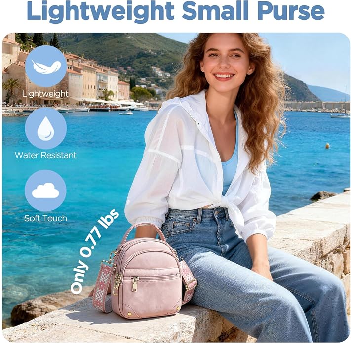 Anti Theft Crossbody Bag for Women RFID Small Purse Travel | Secure Crossbody Phone Purse with Handle, 5 RFID Slots, 7-Pocket Fits 7.9" Tablet, Adjustable Strap, Hands-Free Everyday