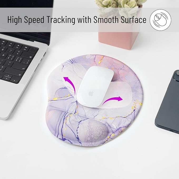 Mr. Pen- Ergonomic Mouse Pad with Wrist Rest, Pink Marble Luxe Design | Breathable Fabric with Memory Foam Cushion, Non-Slip Rubber Base, Gel Mouse Pad with Wrist Support