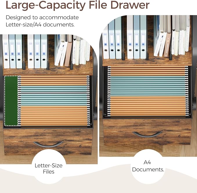 MAHANCRIS Small File Cabinet, Rolling Filing Cabinet for Under Desk | Single Non-Woven Fabric Drawer File Organizer for A4/Letter Size Documents, Under Desk Storage