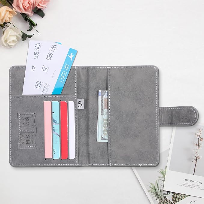 4 Pack Passport Holder for Travel, Passport Wallet Cover Case Waterproof RFID Blocking Passports Holders with Pen Holder Travel Must Haves Accessories, Passports Book Holders for Women and Men