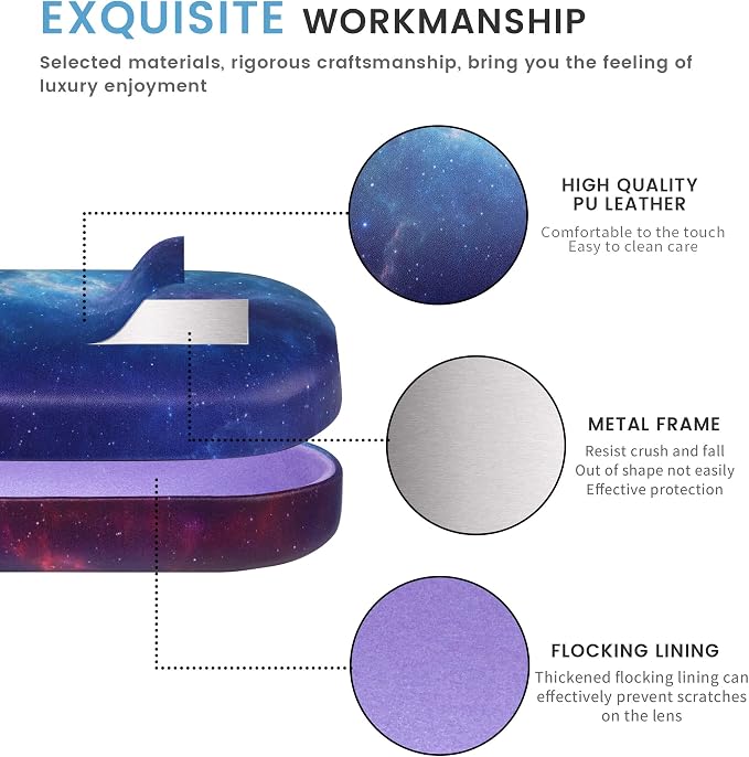 molshine Hard Shell Sunglasses Case,Classic Large Glasses Case for Women Men,Sunglass Eyeglasses