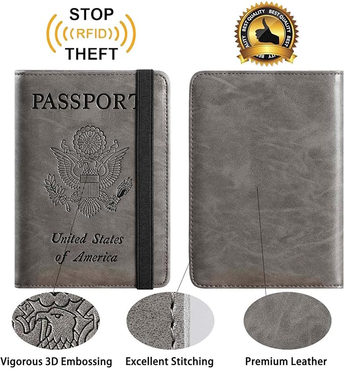 Passport Holder With Luggage Tag, Travel Essentials, Passport Cover | Passport Wallet, Travel Accessories, RFID Blocking, Synthetic Leather Card Case, International Must Haves, For Women Men