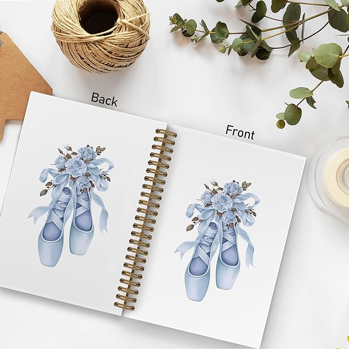 Blue Bow Ballet Dancing Spiral Notebook, Coquette Dancer Teacher Gift Journal Notebook, Ballet Gifts Notebooks for School Work, Ballerina Dance Office Supplies Gifts for Girls Women, 5.5x8.3 In