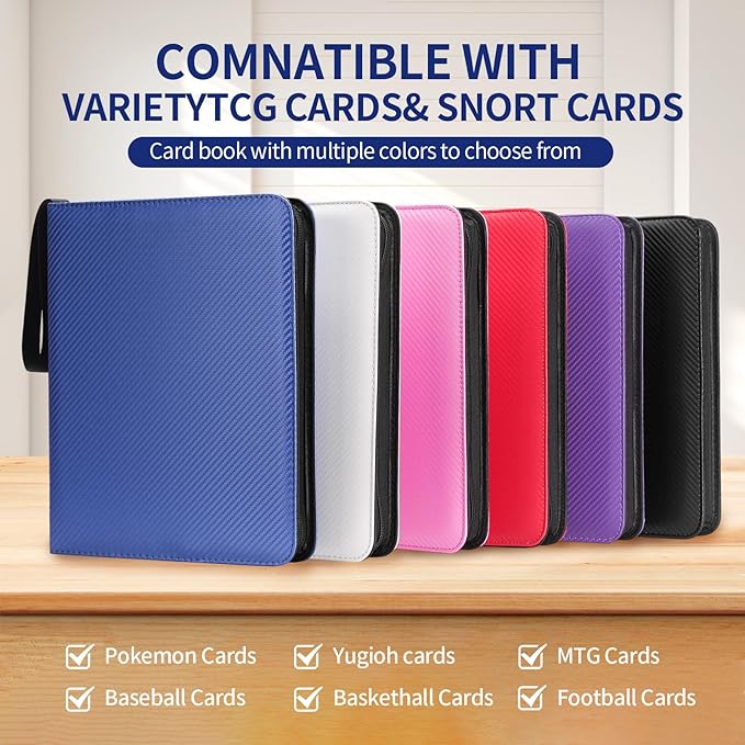 Card Binder – 720 Capacity, Zippered Trading Card Holder for MTG, Sports & Collectible Cards – Acid-Free, Durable & Travel-Friendly Storage (Blue, 9 Pocket)