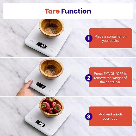Etekcity Food Kitchen Scale, Digital Grams and Ounces for Weight Loss, Baking, Cooking, Keto and Meal Prep, LCD Display, Medium, White | Tare function, ideal for baking, weight loss, keto, meal prep, packages, liquids and jewelry, White