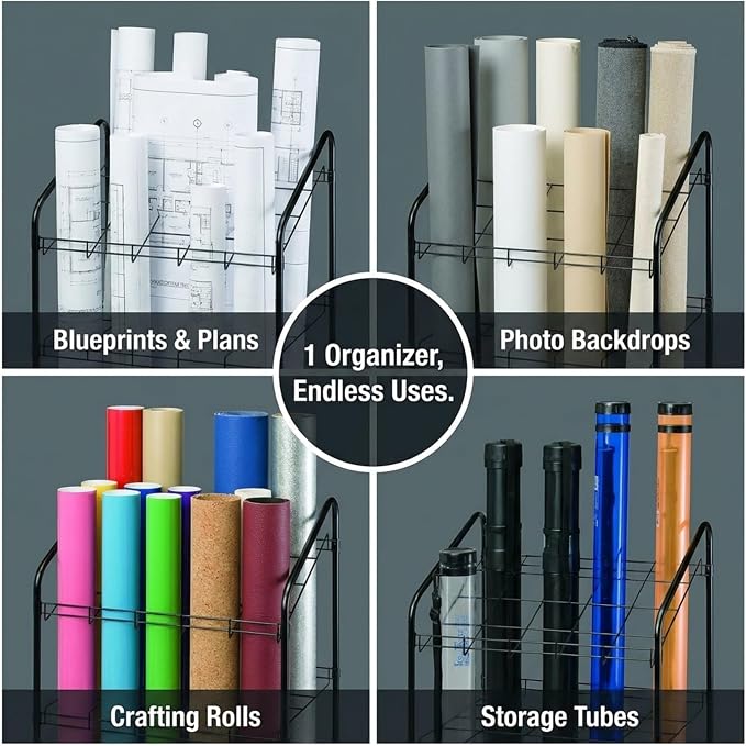 ALVIN WRF40 Wire Bin Roll File, Made for Rolled Maps, Plans, Drawings, and Tubes (4 x 4 Inches - 20 Slots)