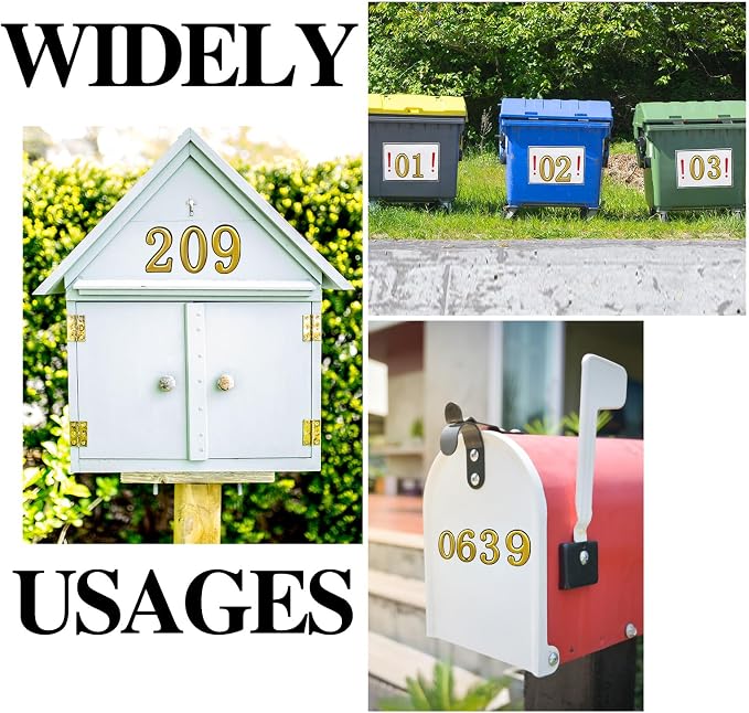 opasyo 20 Pieces Mailbox Numbers for Outside 3.8 inch 0-9 Self-Adhesive Mail Box Numbers,3D Gold House Numbers for Mailbox, Apartment, House, Trash Bins,Office Hotel Room (Gold, 3.8inch)