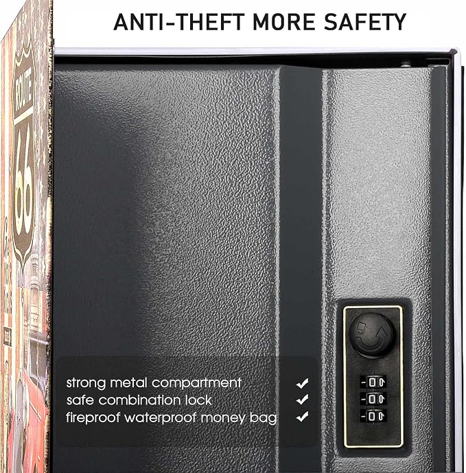 Diversion Book Safe with 4200°F Fireproof Money Bag and Combination Lock, 10.5" x 7.9" x 2.5" Fake Book Hidden Storage Safe, Hollow Secret Portable Metal Storage Box for Cash, Valuables