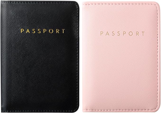2 Pcs Passport Cover Holder for Travel Waterproof Leather Passport Wallet Case Book Travel Cruise Essentials for Women Men | 2 Pieces