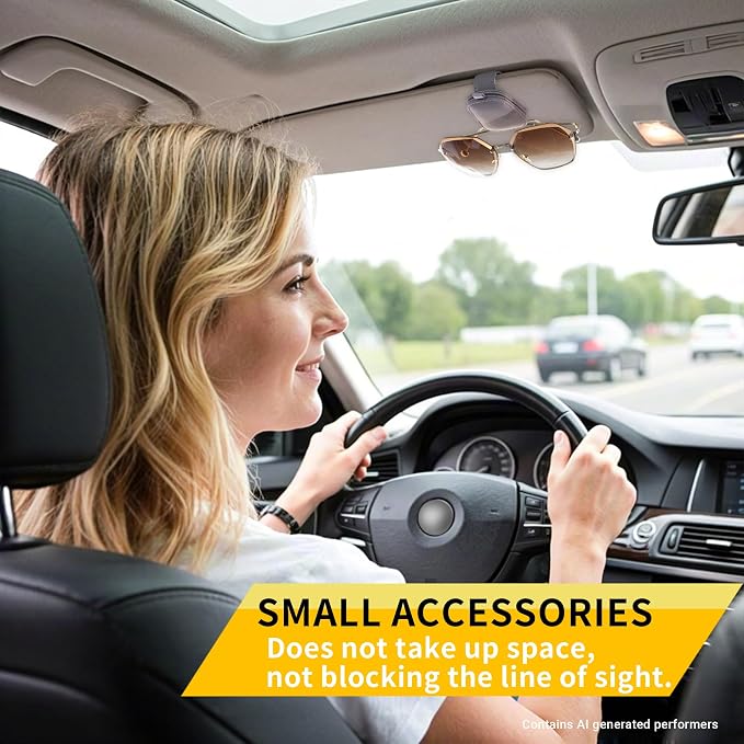 Yuoyar Magnetic Leather Sunglasses Holder for Car, 2 Packs (Purple) | Magnetic Car Visor Accessories