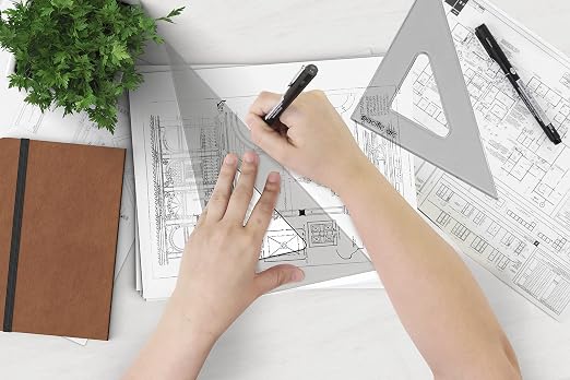 Pacific Arc's Scholastic Triangle - 4 inch - Smoke - 30/60 Angle - Polystyrene - Inking Edge - Technical Drawing Tools, Drafting, Architect and Engineering.