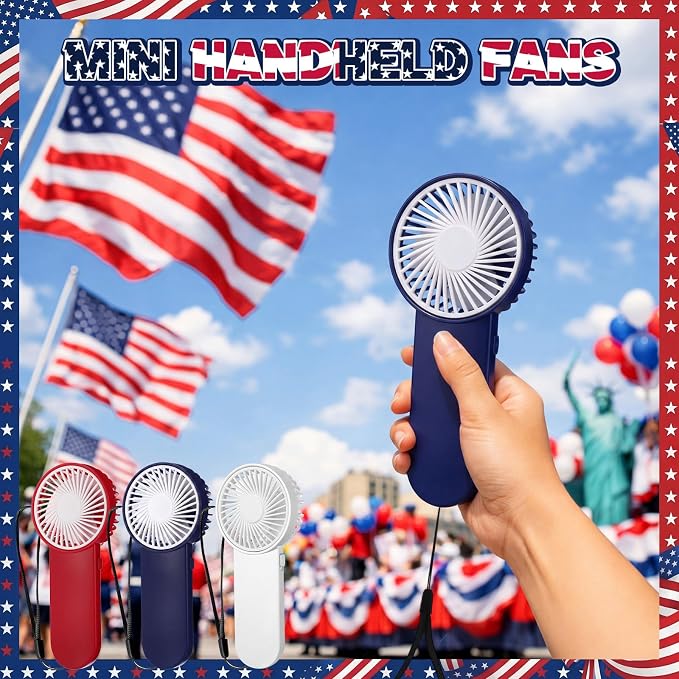 Sumind 20 Pcs Small Personal Portable Fan Mini Handheld Bulk 1 Speed Electric Cute Battery Powered for Neck Lash Makeup Women Men Travel Camping Indoor Outdoor Summer (White,Red,Blue)