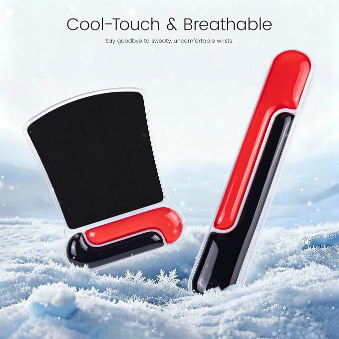 Ospelelf Mouse Pad with Wrist Rest and Ergonomic Gel Keyboard Hand Wrist, Support for Typing Gaming, Relieve Wrist Pain, Cool & Easy to Clean, for Office, Programmer, Home Computer Use, Black Red