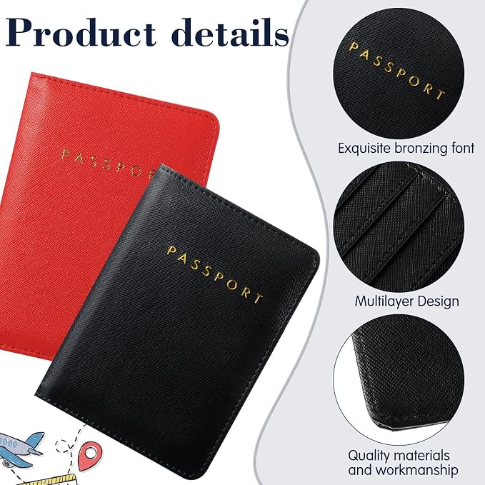 2 Pcs Passport Cover Holder for Travel Waterproof Leather Passport Wallet Case Book Travel Cruise Essentials for Women Men | 2 Pieces